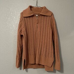 Crochet knit quarter zip